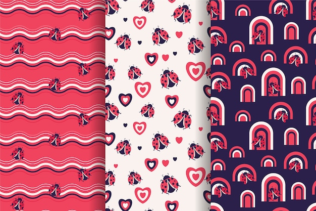 Collection de motifs de coccinelle design plat