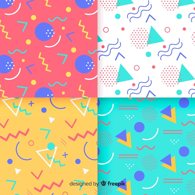 Collection de motifs colorés de Memphis