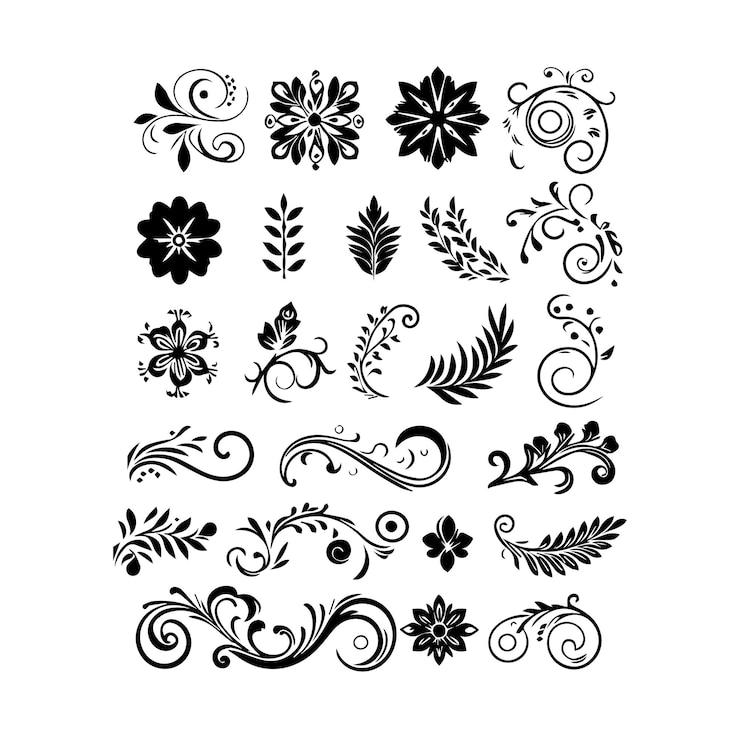 Vecteur une collection de motifs floraux et ornementaux simples
