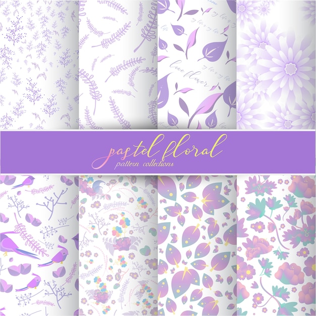 Collection De Motifs Floraux En Pastel.