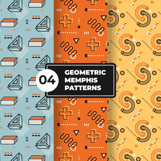 Collection De Motifs Géométriques Memphis