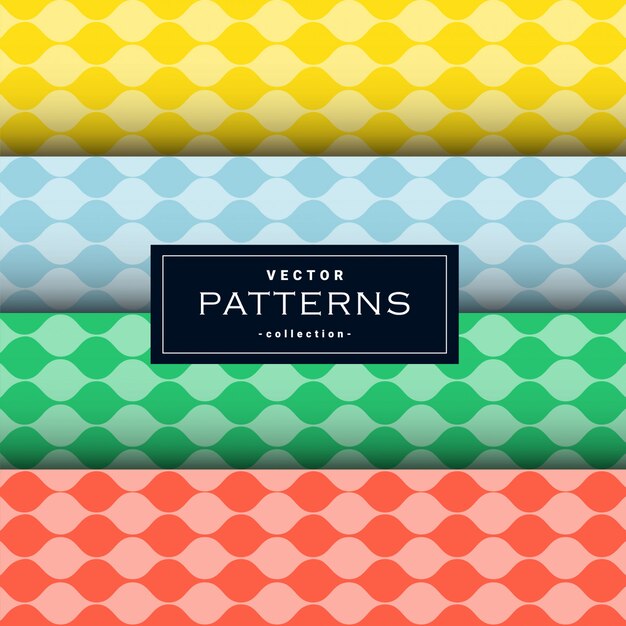 Collection de motifs de lignes ondulées en quatre couleurs