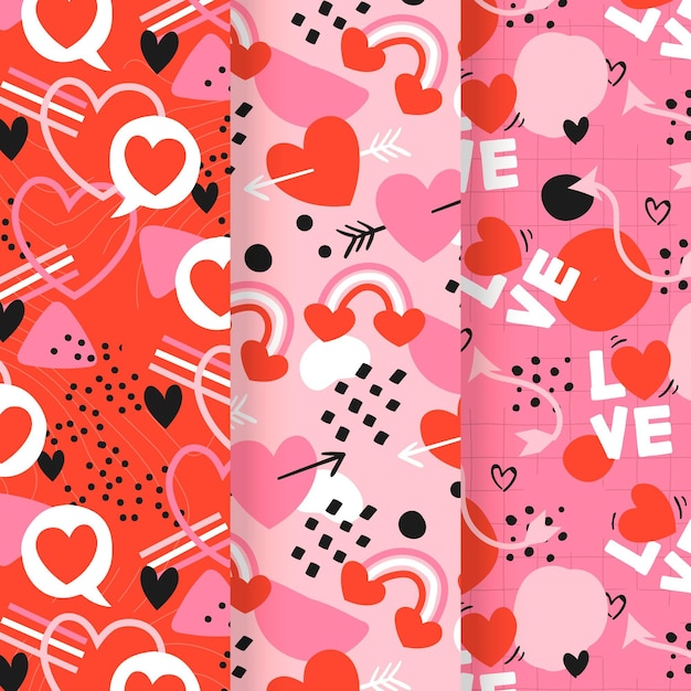 Collection De Motifs De Saint Valentin Dessinés à La Main