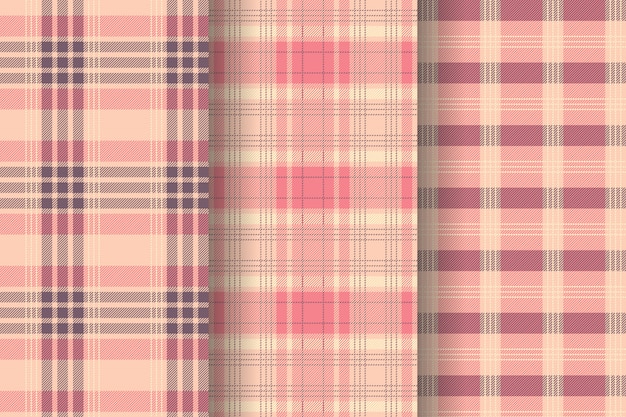 Collection De Motifs De Tartan à Carreaux Sans Couture Rose