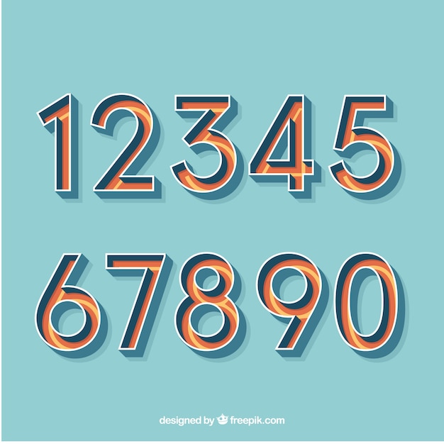 Vecteur collection de nombres colorés avec un design plat