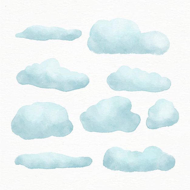 Vecteur collection de nuages aquarelle