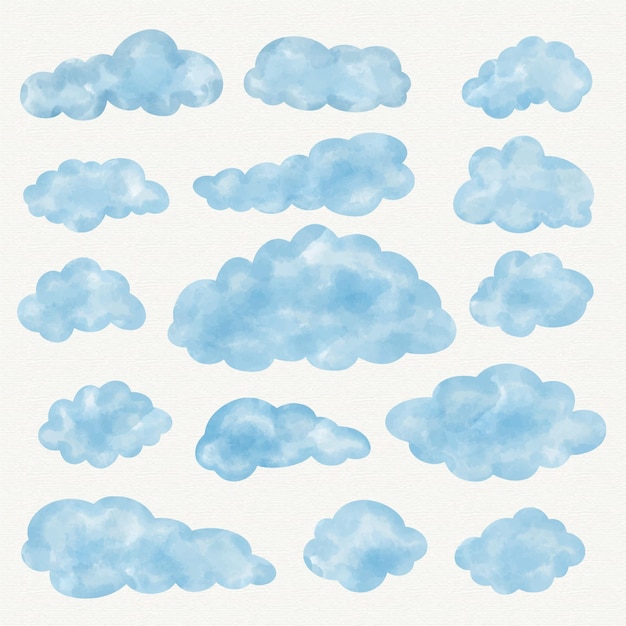 Vecteur collection de nuages aquarelle