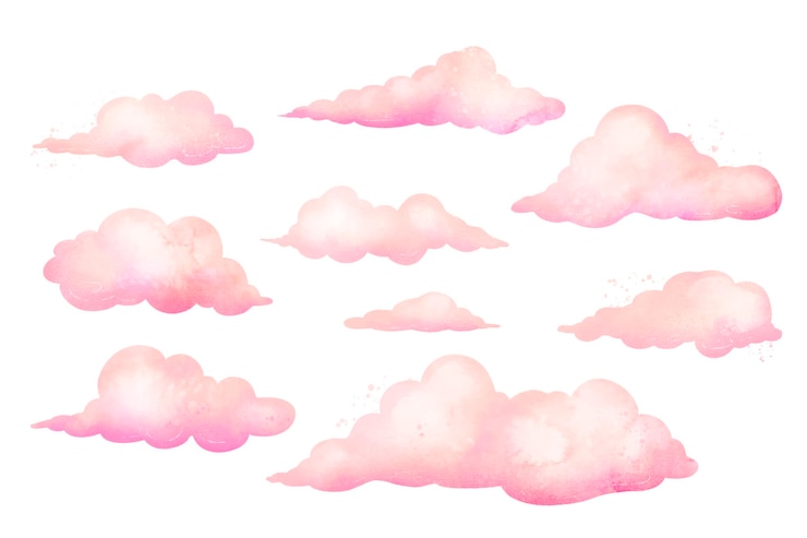 Vecteur collection de nuages aquarelle