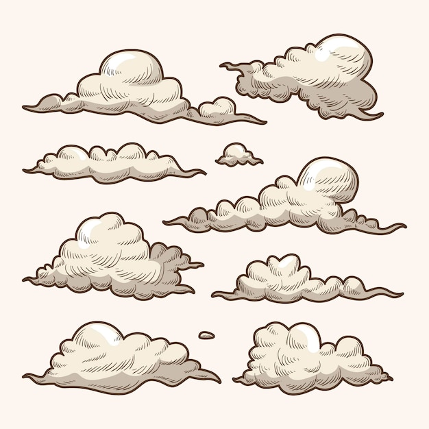 Collection De Nuages Dessinés à La Main