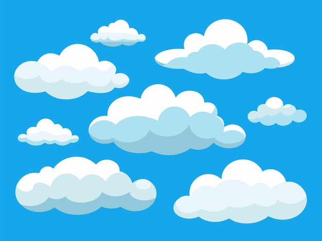 une collection de nuages avec un fond bleu avec un blanc qui dit une citation