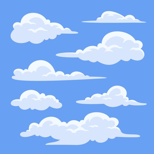 Collection de nuages de style dessin animé