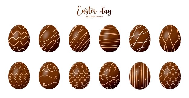 Collection d'oeufs en chocolat pour le jour de Pâques