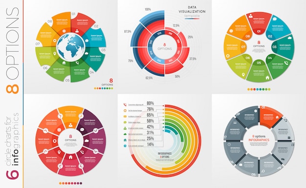Collection D'options De Modèles De Graphique Circulaire.