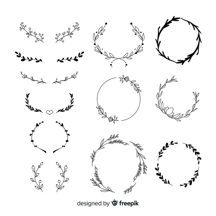 Vecteur collection d'ornements de mariage dessinés à la main