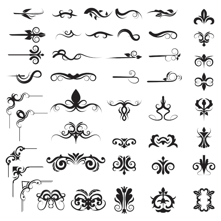 Vecteur collection d'ornements vintage. bordure décorative classique. frontières de mariage. illustration vectorielle