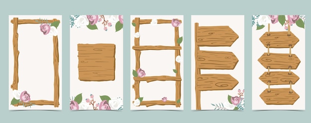 Vecteur collection d'ossatures en bois de fond safariillustration vectorielle modifiable pour invitation d'anniversairecarte postalemédias sociaux
