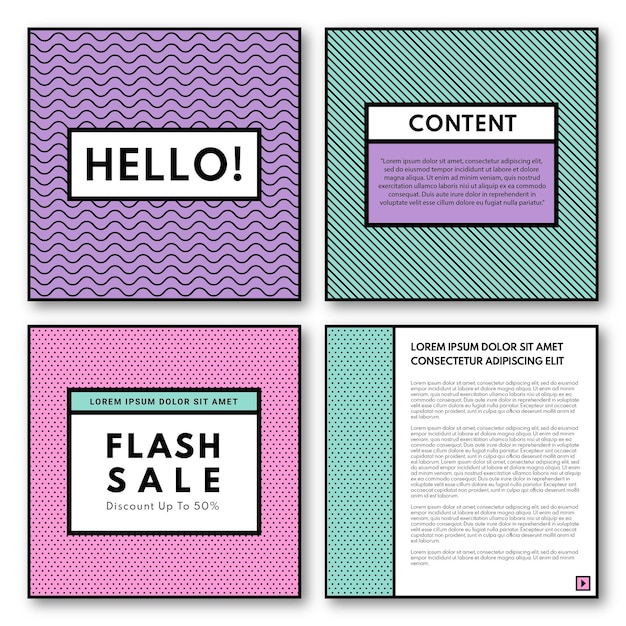 Vecteur collection de pack post-vente flash instagram linéaire illustration vectorielle premium