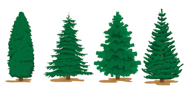 collection de packs d'icônes de pins, arbre pour la décoration du jour de noël illustration vectorielle EPS10