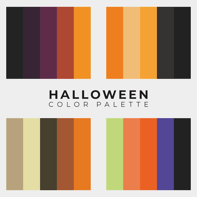 Collection De Palettes De Couleurs D'halloween Vecteur Premium