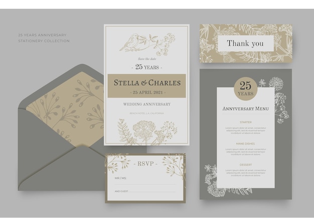 Collection de papeterie anniversaire 25 ans