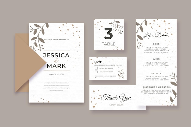 Collection de papeterie de mariage minimale