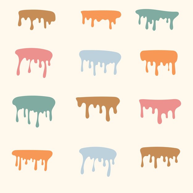Collection de peinture de gouttes de fusion colorées fondre les gouttes de peinture abstraite éléments vectoriels liquides frontière et gouttes ensemble d'encre
