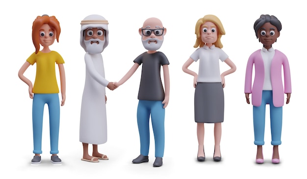 Collection de personnages adultes masculins et féminins sur fond blanc
