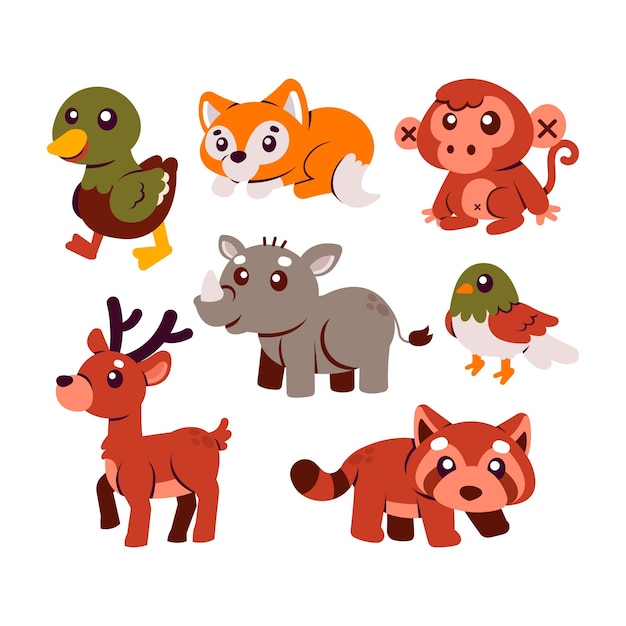 Collection de personnages d'animaux mignons