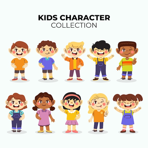 Collection de personnages mignons enfants heureux