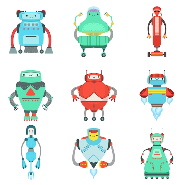 Collection De Personnages De Robots Fantastiques Mignons Différents