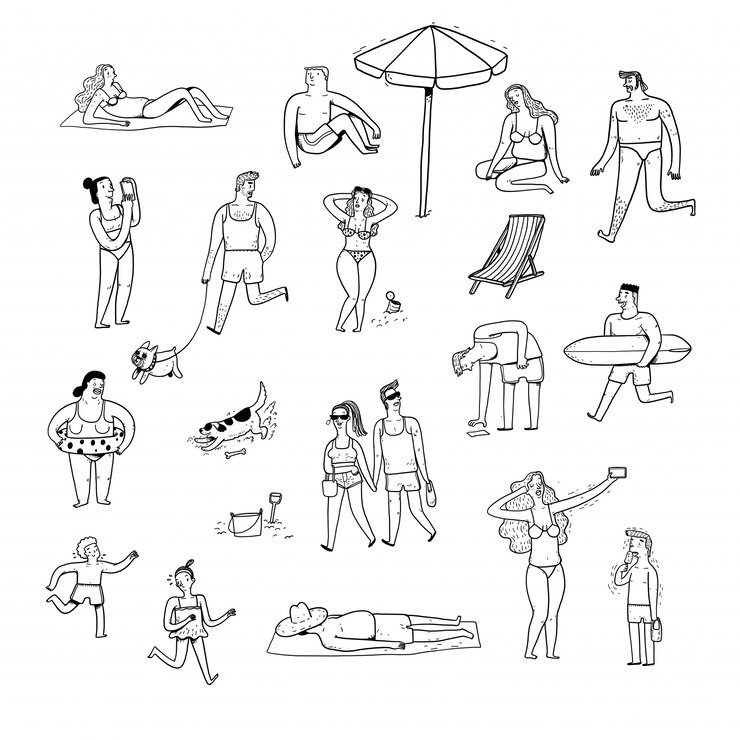 Collection de personnes dessinées à la main.