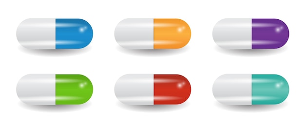 Collection de pilules de capsules multicolores.