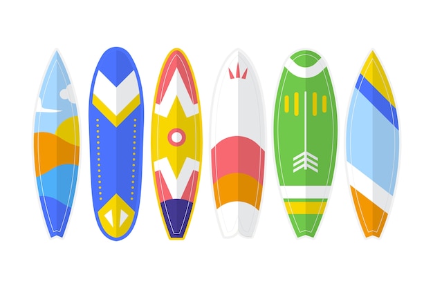 Vecteur collection de planches sup plates pour sports d'été