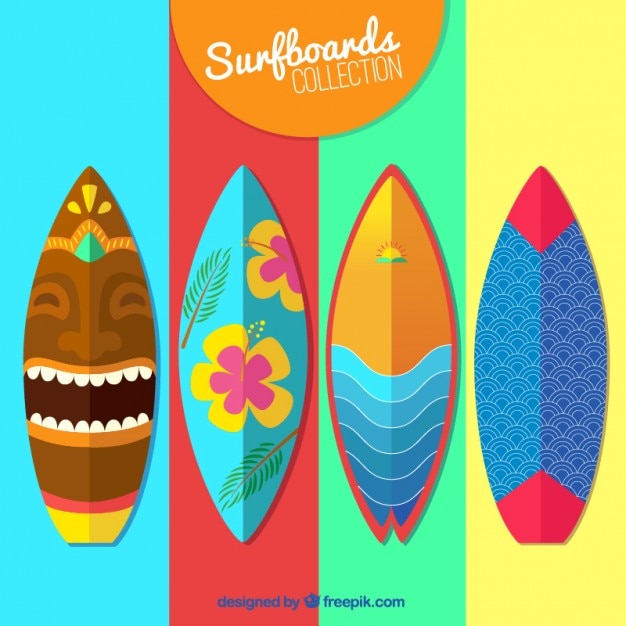 Vecteur collection de planches de surf colorful