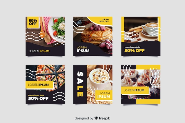 Collection de post culinaire avec photo Instagram