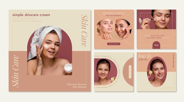 La collection de posts d'Instagram de beauté plate