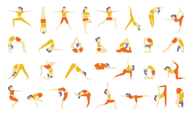 Vecteur collection de postures de yoga