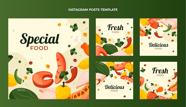 Collection De Publications Instagram Sur Des Aliments Sains Et Plats