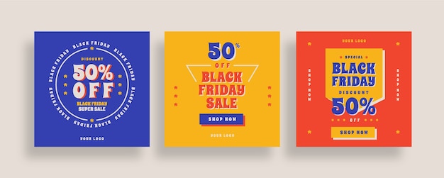 Vecteur collection de publications instagram black friday sale