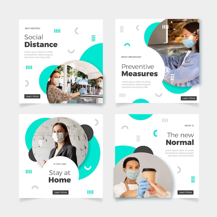 Vecteur collection de publications instagram sur le coronavirus