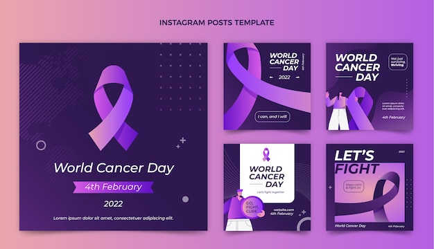 Collection De Publications Instagram Dégradées Sur La Journée Mondiale Contre Le Cancer