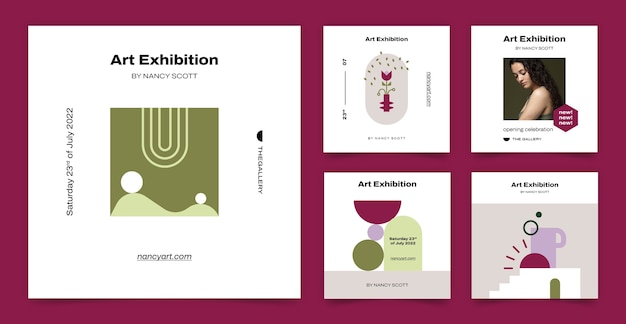 Collection De Publications Instagram D'événement D'exposition D'art Plat