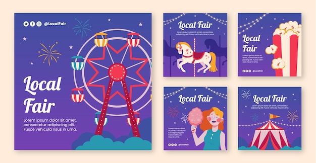 Collection de publications instagram flat fair
