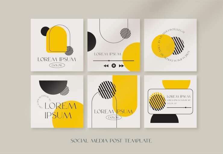 Vecteur collection de publications instagram de géométrie