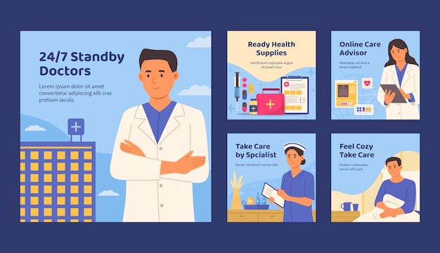 Collection de publications instagram de l'hôpital plat