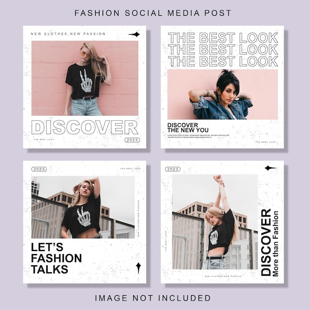 Collection de publications instagram de mode et de streetwear de vecteur de modèle de médias sociaux