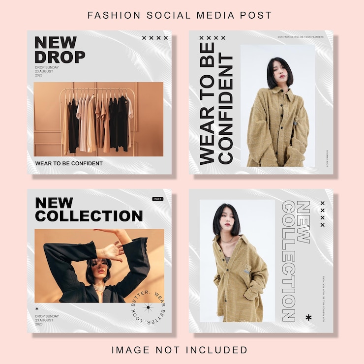 Vecteur collection de publications instagram de mode et de streetwear de vecteur de modèle de médias sociaux