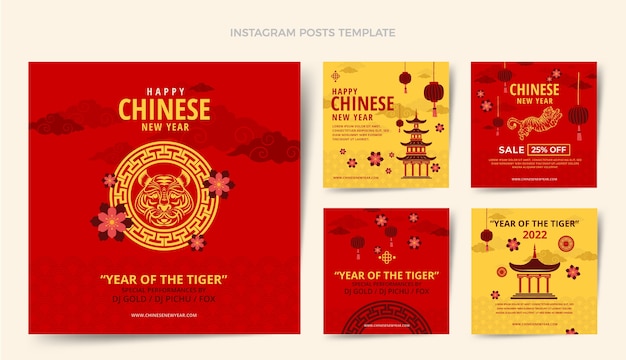 Collection De Publications Instagram à Plat Pour Le Nouvel An Chinois
