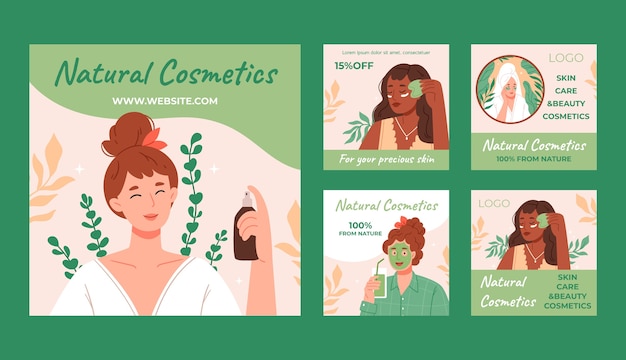 Collection De Publications Instagram Plates Pour Produits Cosmétiques Naturels