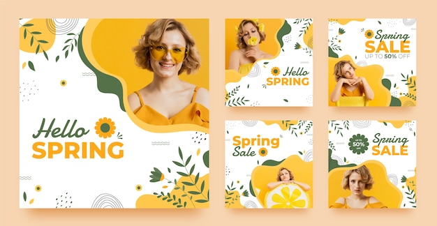 Collection de publications instagram pour la célébration du printemps